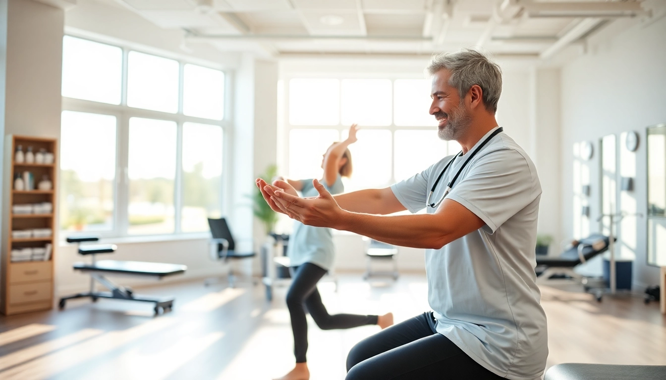 Engaged physiotherapist and client conducting therapy exercises in Edmonton.