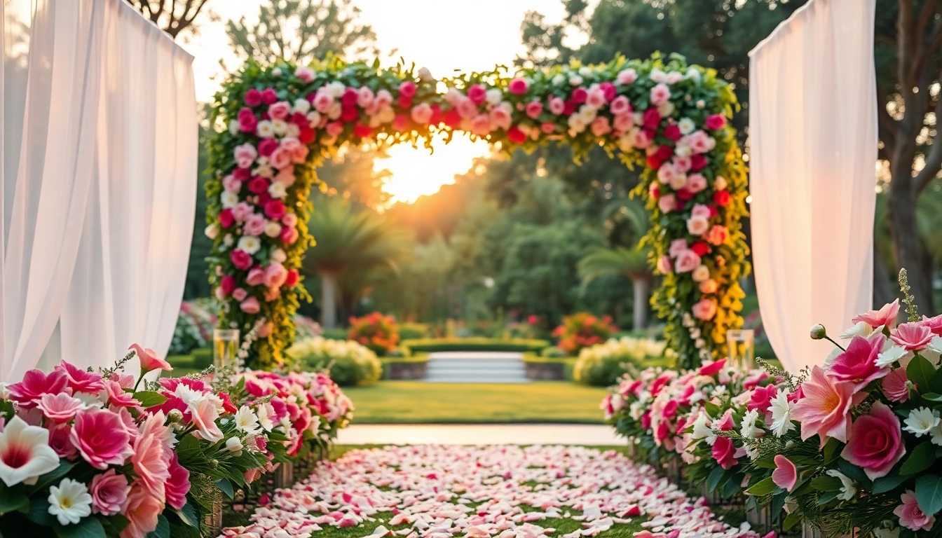 Planen Sie Ihren perfekten location hochzeit mit einer eleganten Außenbereichs-Setup.