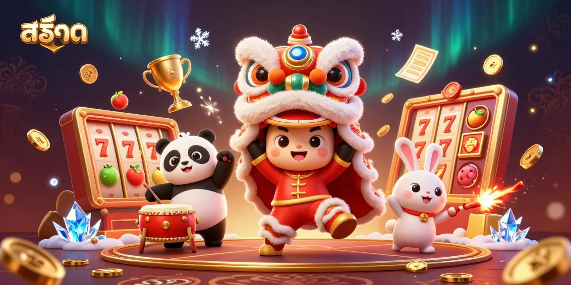 Spin the reels in an exciting สล็อต game featuring vibrant characters, dynamic elements, and festive decorations.
