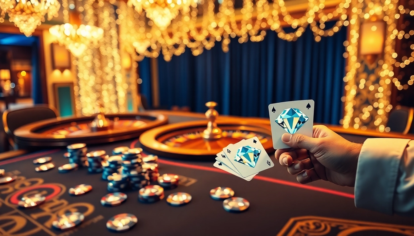 Experience the excitement of 鑽石回收 in a luxurious casino setting with elegant diamond-themed decor.