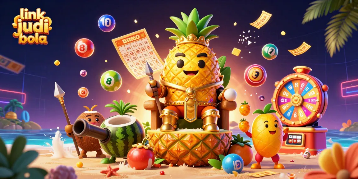 Experience thrilling action with link judi bola in a vibrant beach casino scene featuring unique characters and elements.