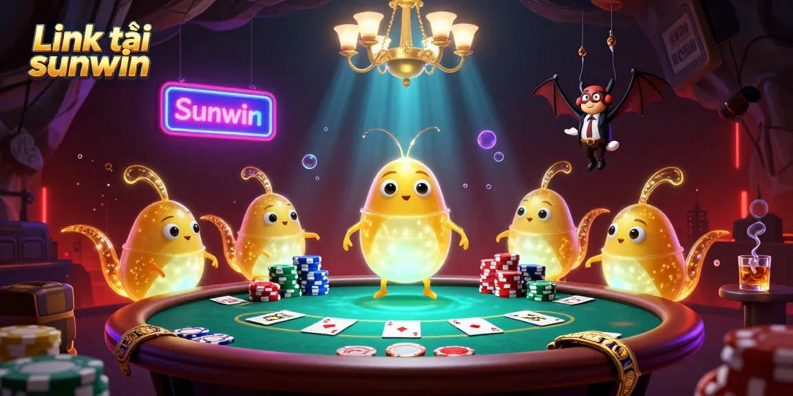 Ignite your gaming experience with Link tải sunwin in this vibrant 3D casino illustration featuring animated glowworms.