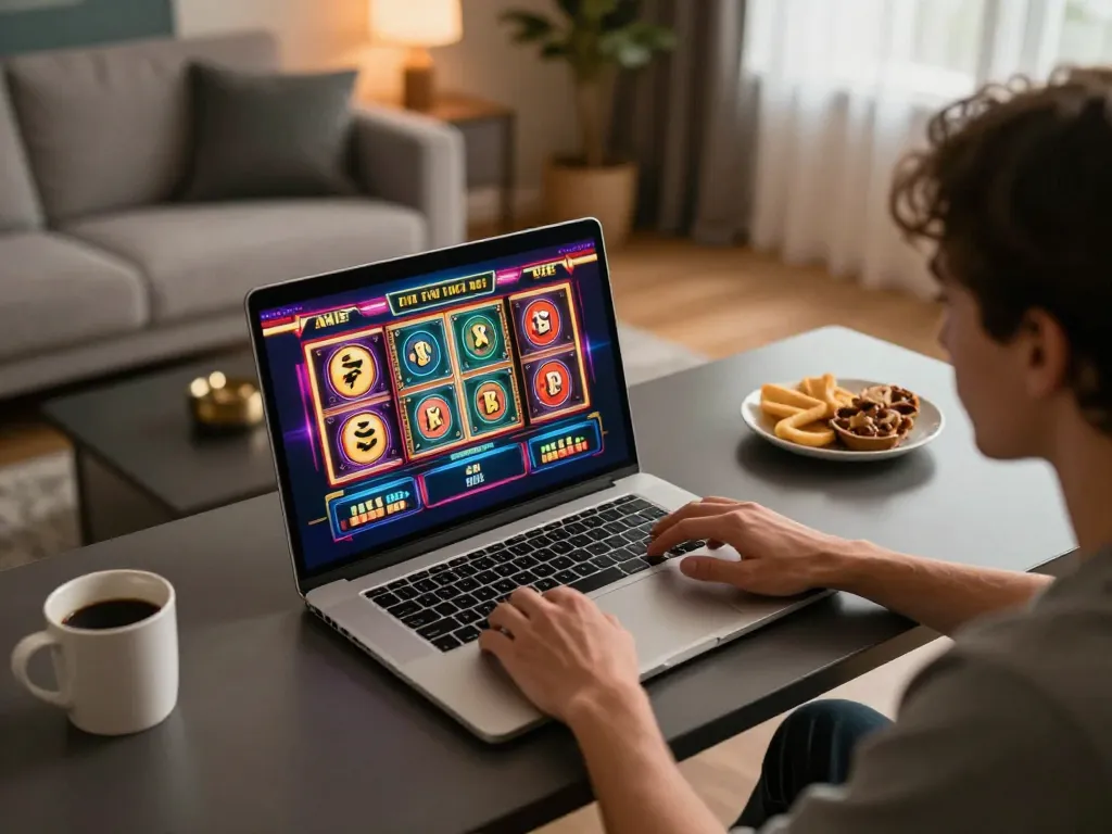 Engaging in online gaming with Link Gaco displayed, showing a modern home gaming setup