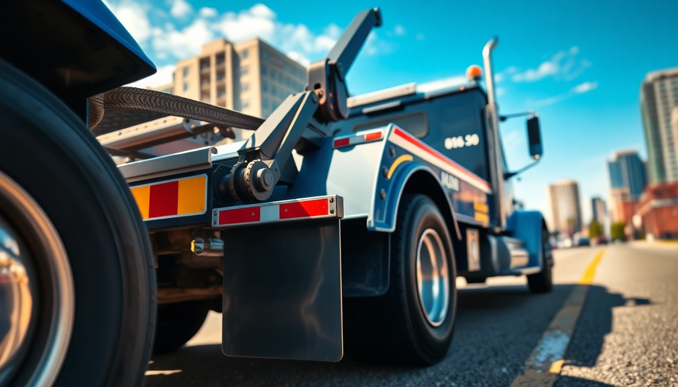 Towing service Nashville TN utilizing a tow truck for vehicle recovery in urban areas.