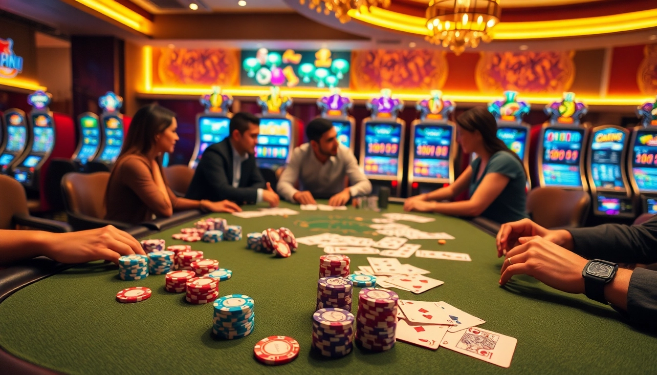 Engaging poker gameplay scene featuring chips and cards at https://bl555.direct/ casino.
