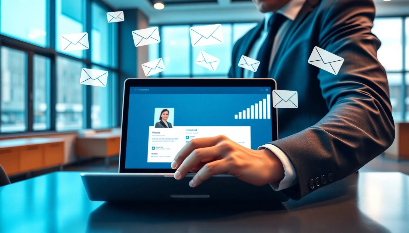 Utilizing a linkedin email finder to access professional contacts in a modern office setup.