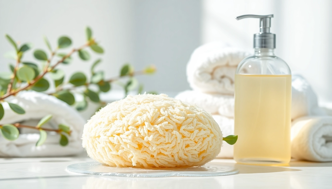 Learn how to clean a loofah with a natural soap in a bright bathroom setting.