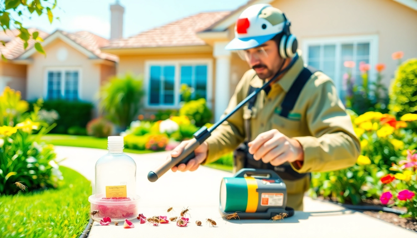 Expert performing fast insect removal near me using advanced pest control tools.