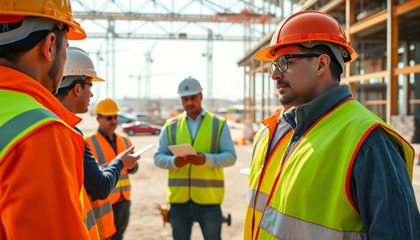 Promoting construction site safety during a training session with proactive workers in motion.