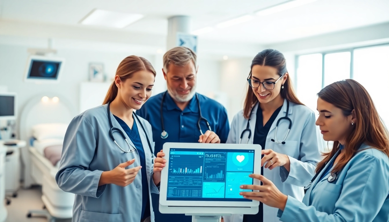 Healthcare professionals collaborating with technology at https://www.medexdtc.com for improved patient care.