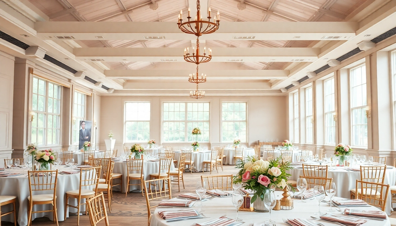 Stowe Venue Hire showcases a beautifully decorated interior setting for events.