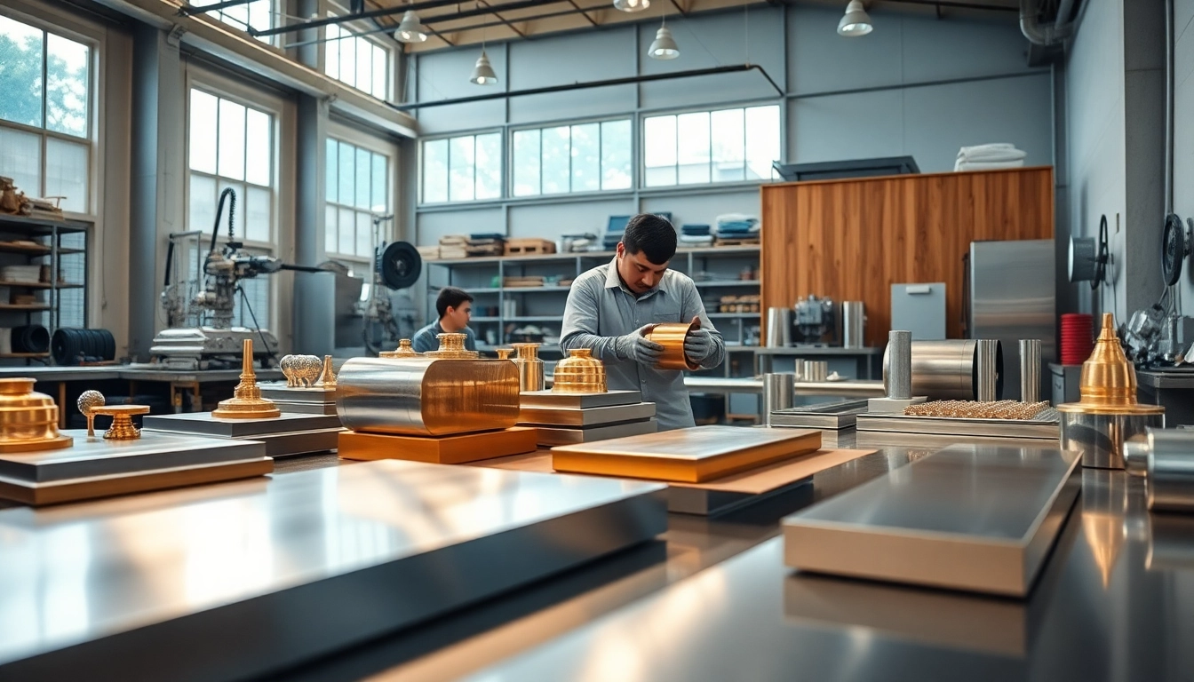 Metal polishing malaysia showcased in a modern workshop with craftsmen and polished metals.