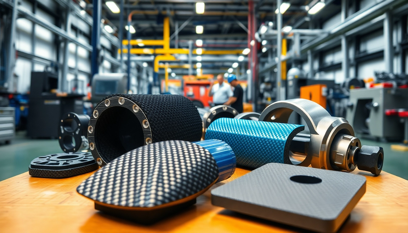 Showcase of Engineered Composites in a modern manufacturing setting with intricate details.