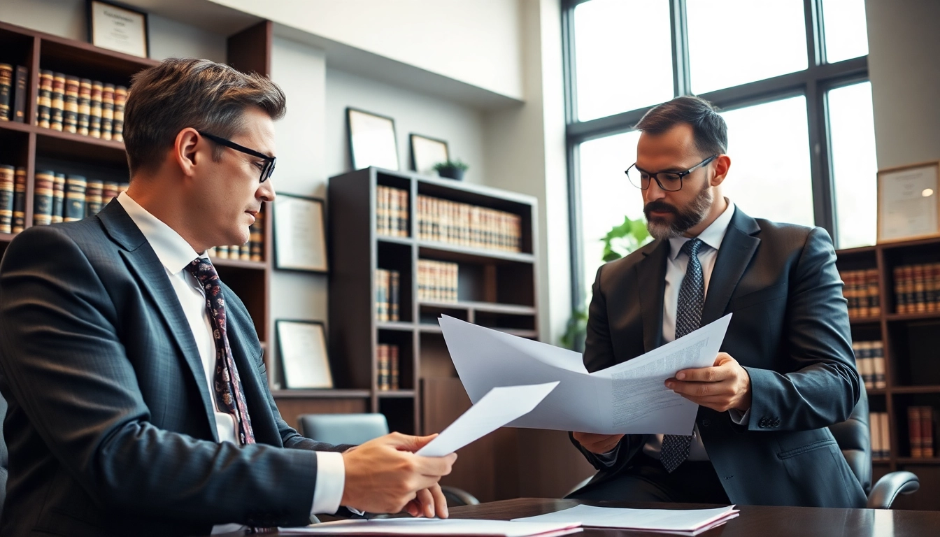 Atlanta Accident Lawyers consulting with a client in a modern law office setting.