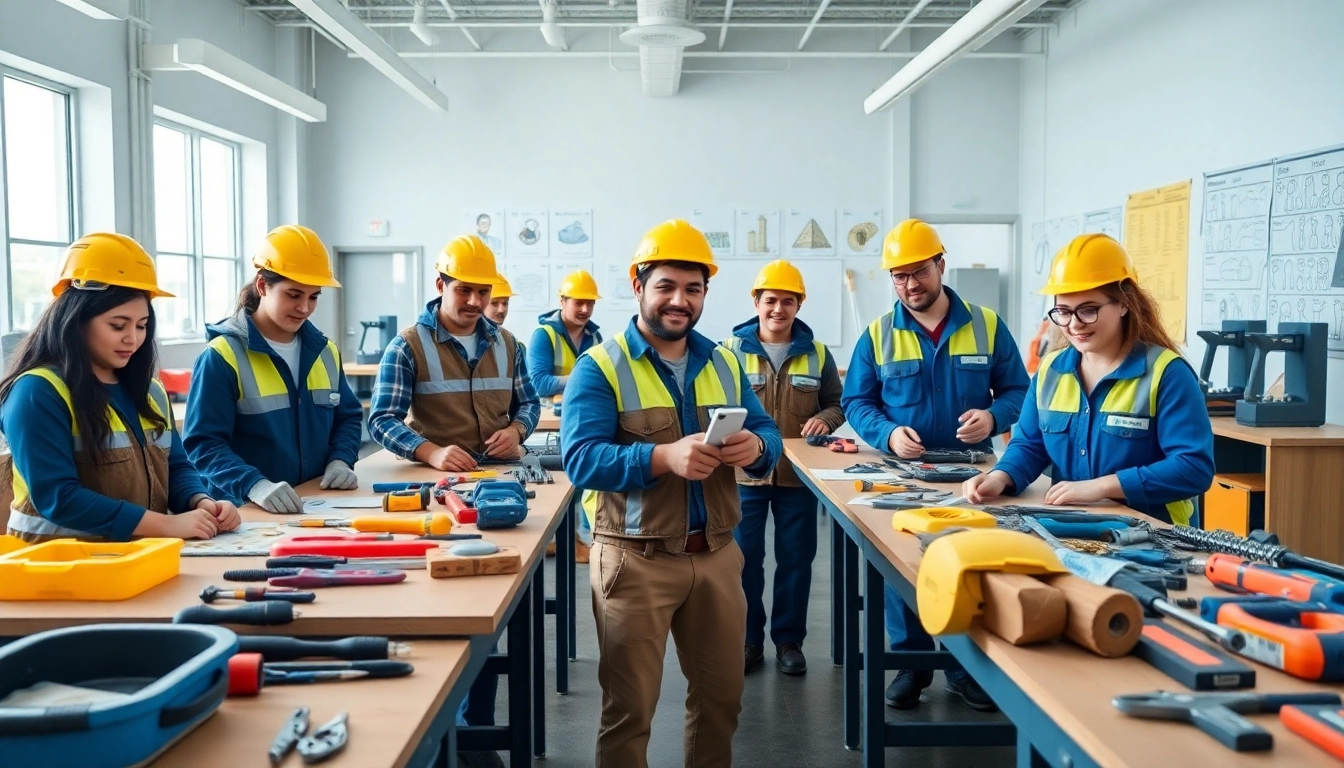 Students engaged in skilled trades training within a modern classroom setting.
