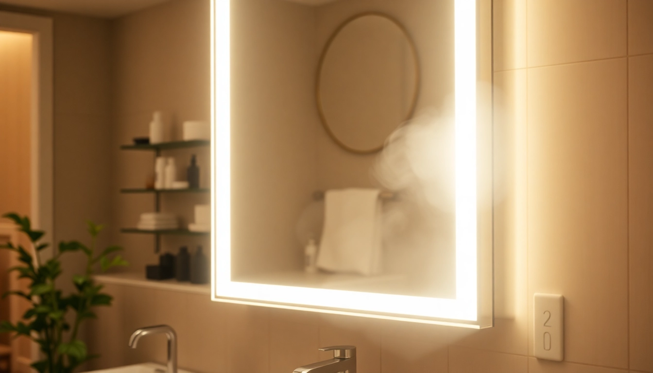 Brightly lit bathroom mirror with LED light reflecting a stylish vanity, creating a welcoming ambiance.