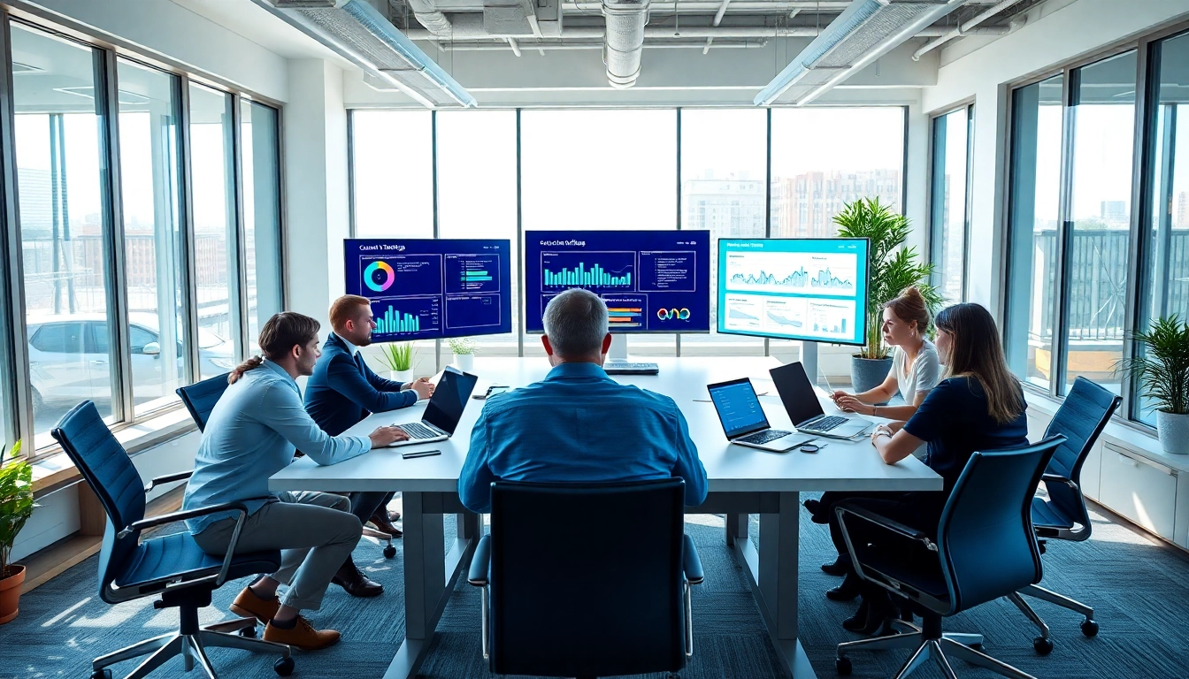 Engaging team collaboration utilizing sales content tracking software in a modern office.