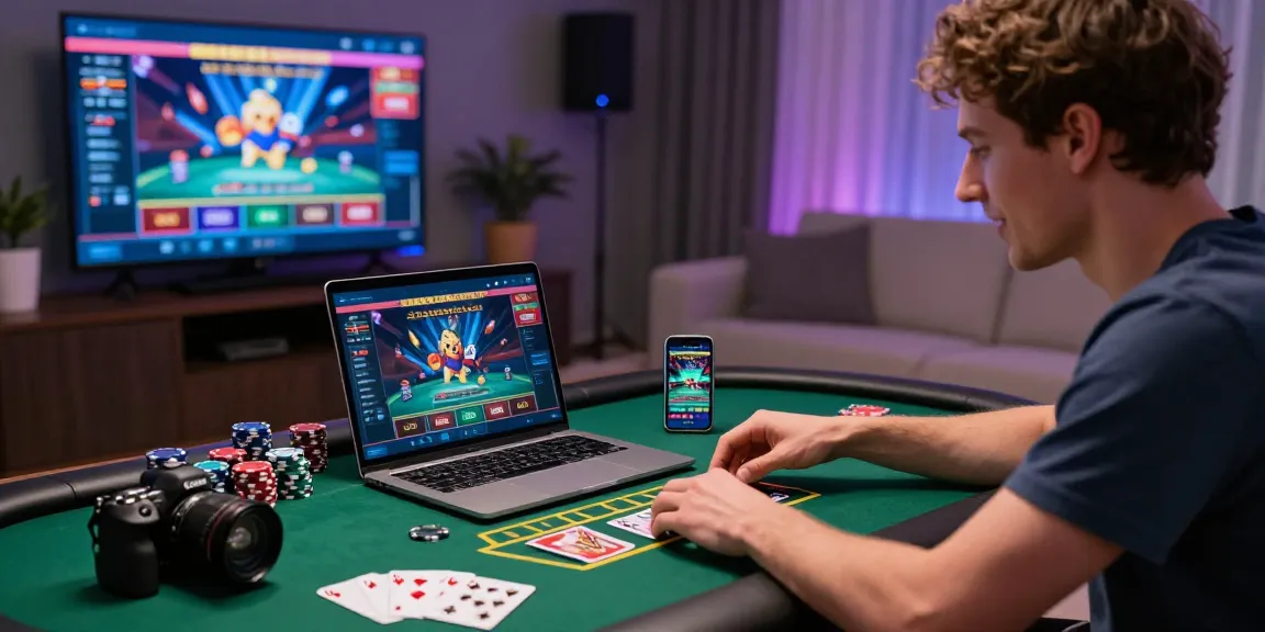 Engaging with rokok88 link alternatif at a stylish home gaming setup.