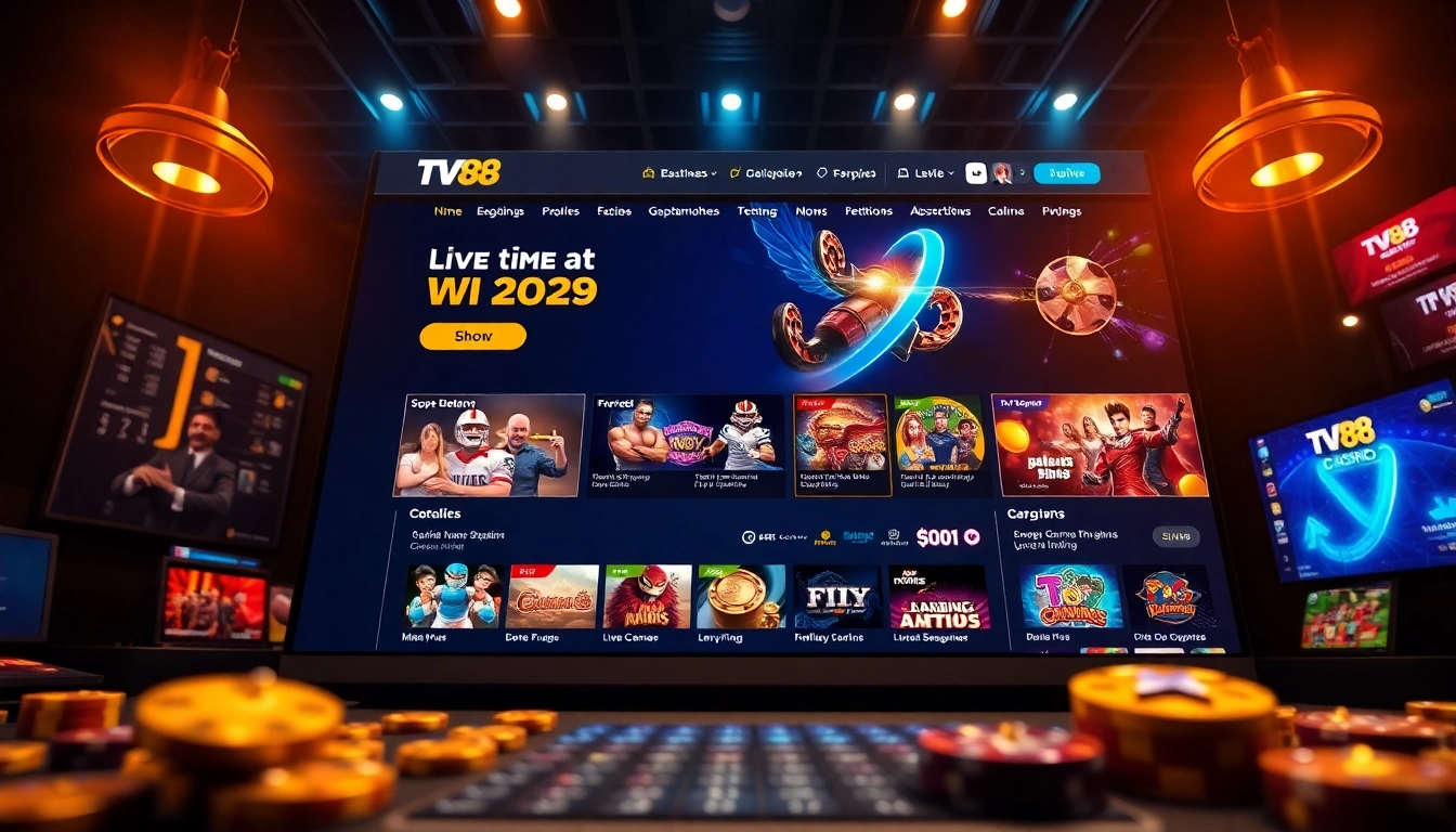 TV88 online gaming platform interface showcasing exciting features and promotions for 2025.