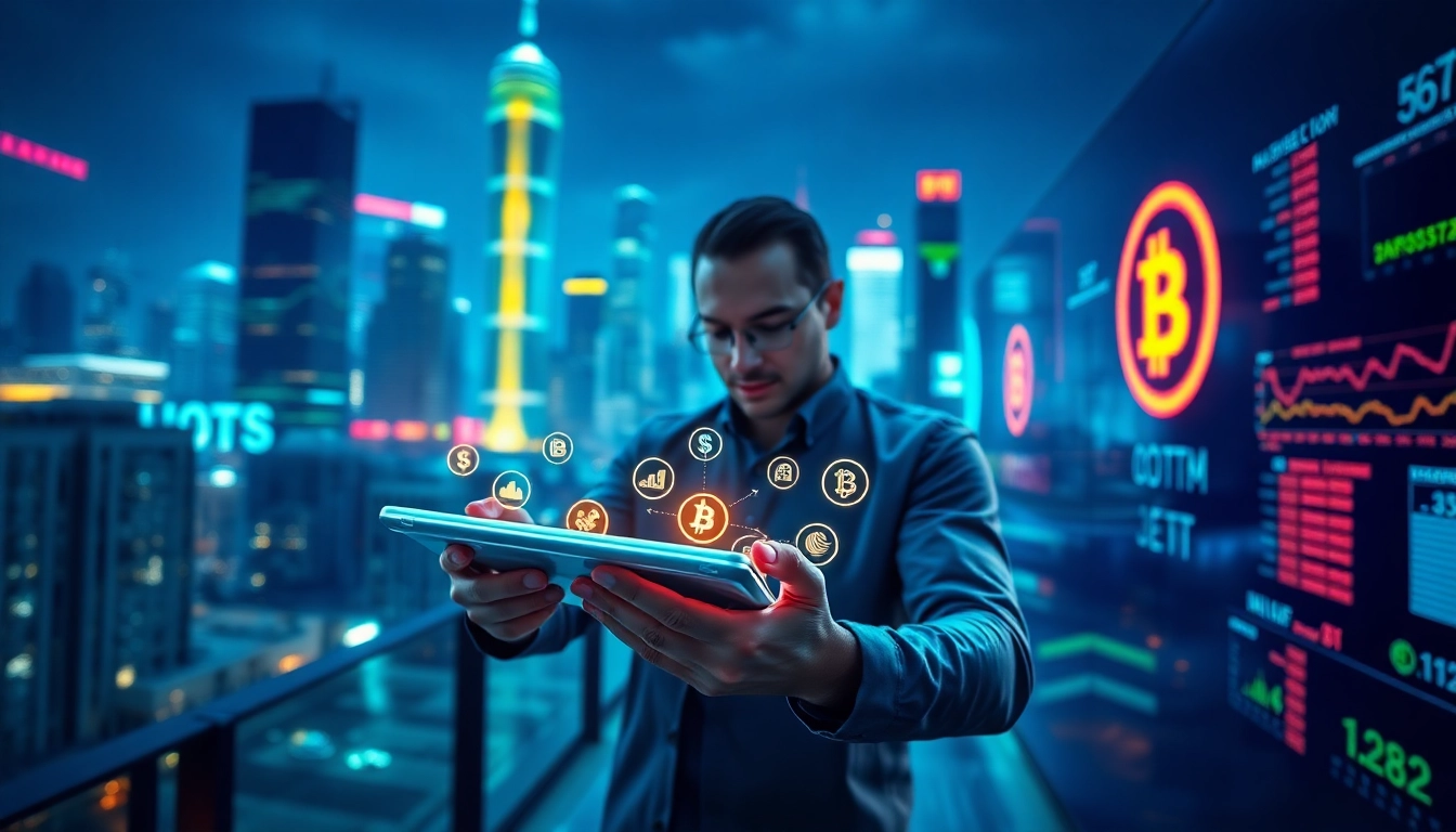 Engage with Rocktoken.com through innovative blockchain technology visuals showcasing digital currencies.