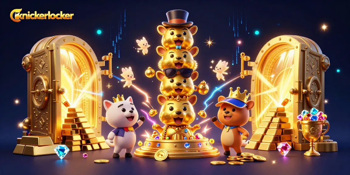 Experience the thrill of knickerlocker with a vibrant 3D casino scene bursting with gold and gems.