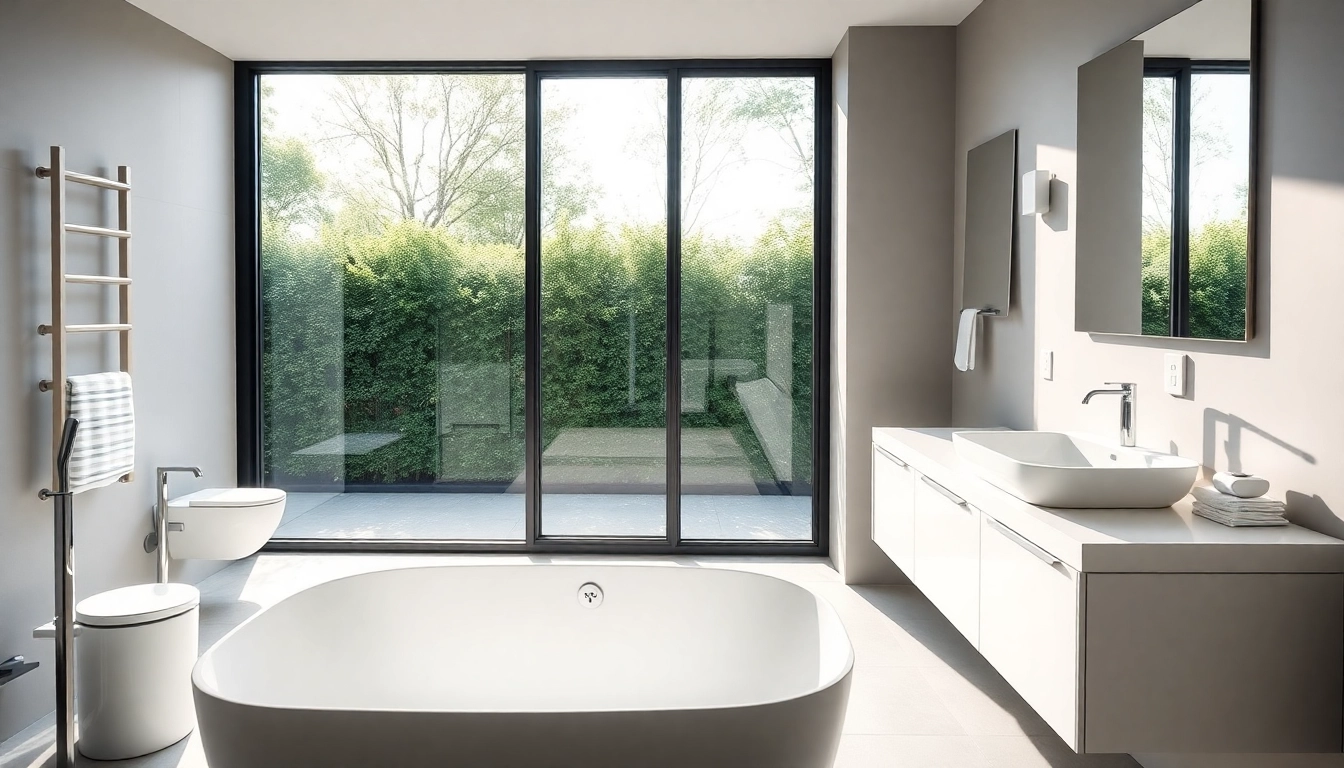 Sonni sanitär Badezimmer mit eleganten Armaturen und modernem Design in natürlichem Licht.