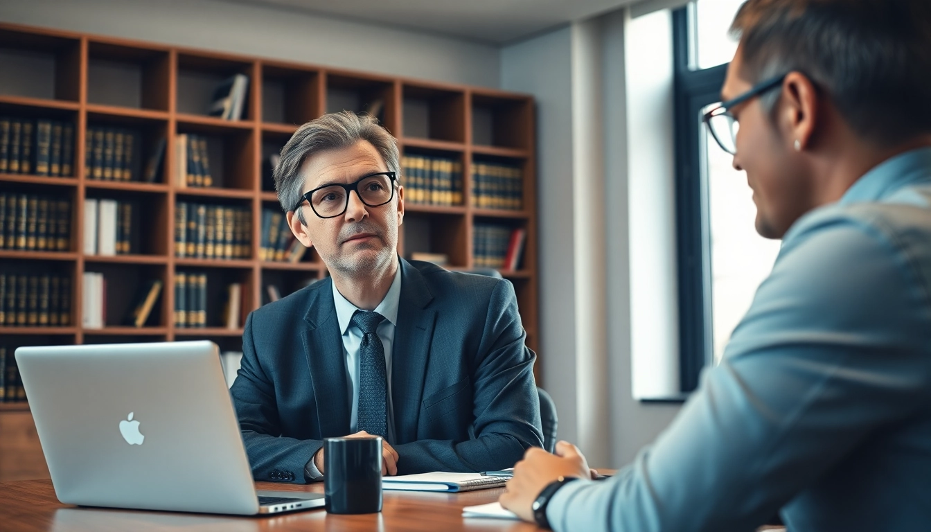 Consultation scene at https://www.stpetefamilyattorney.com, showcasing a family law attorney assisting a client.