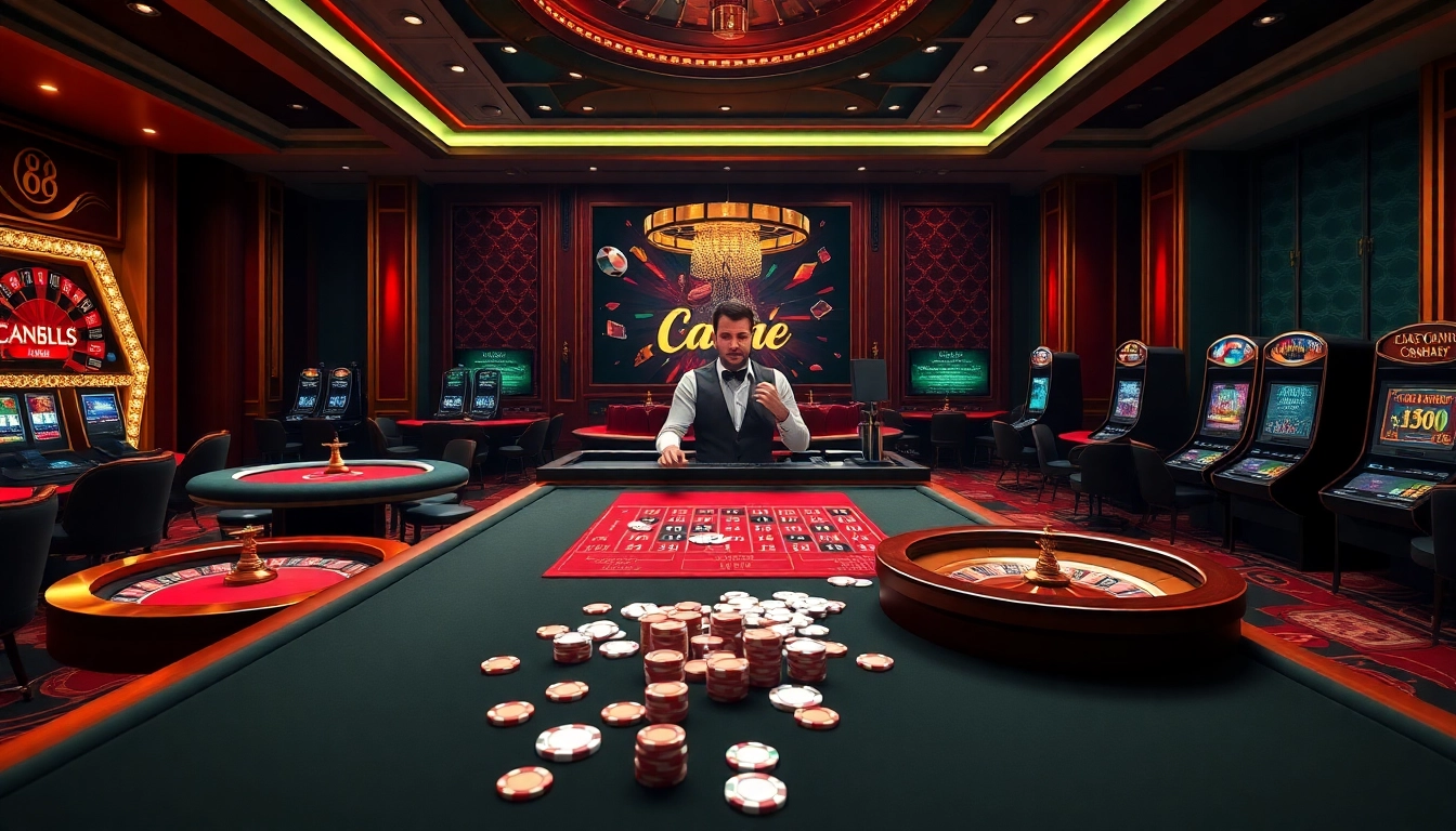 Luck8 online gambling scene with vibrant casino visuals and professional dealers.