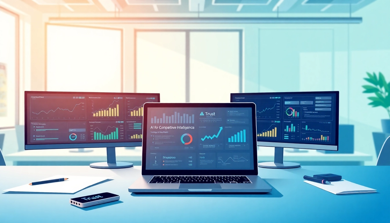 Visualize AI for competitive intelligence in a modern workspace with data analytics and insights.