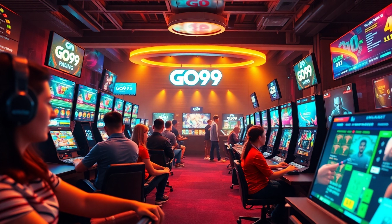 Exciting gaming scene featuring GO99 platform in action with diverse players.