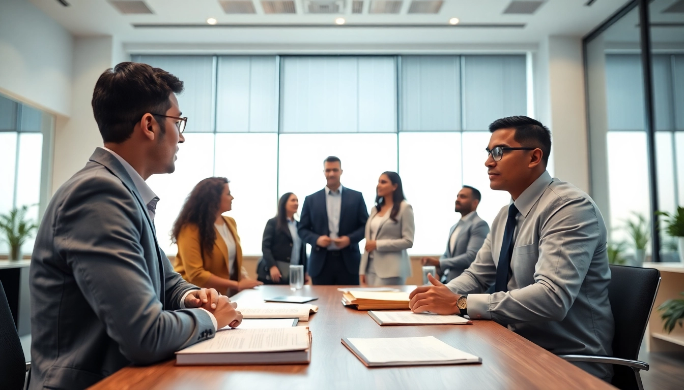 Greenville Personal Injury Lawyers engaged in a professional consultation with clients in an office.