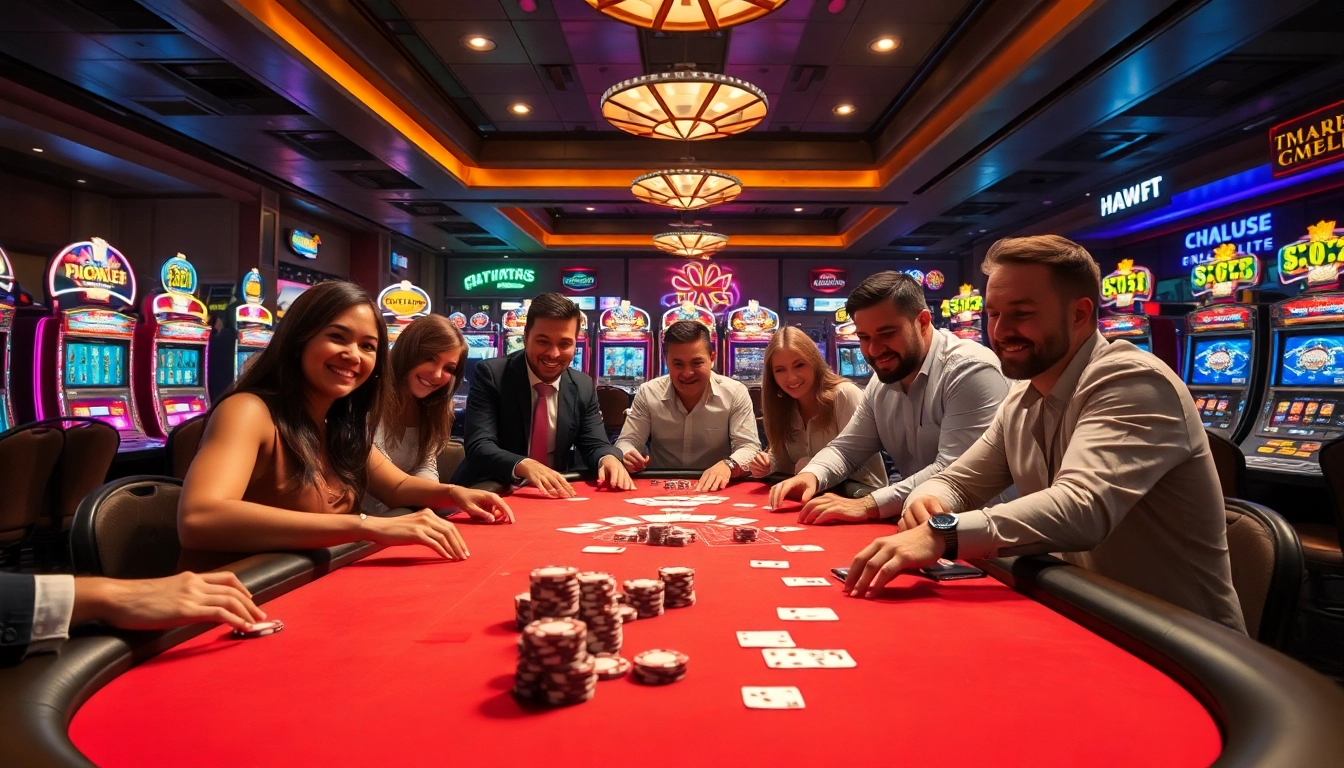 Permainan KUY4D mengasyikkan di meja poker berkilau dengan lampu berwarna-warni.