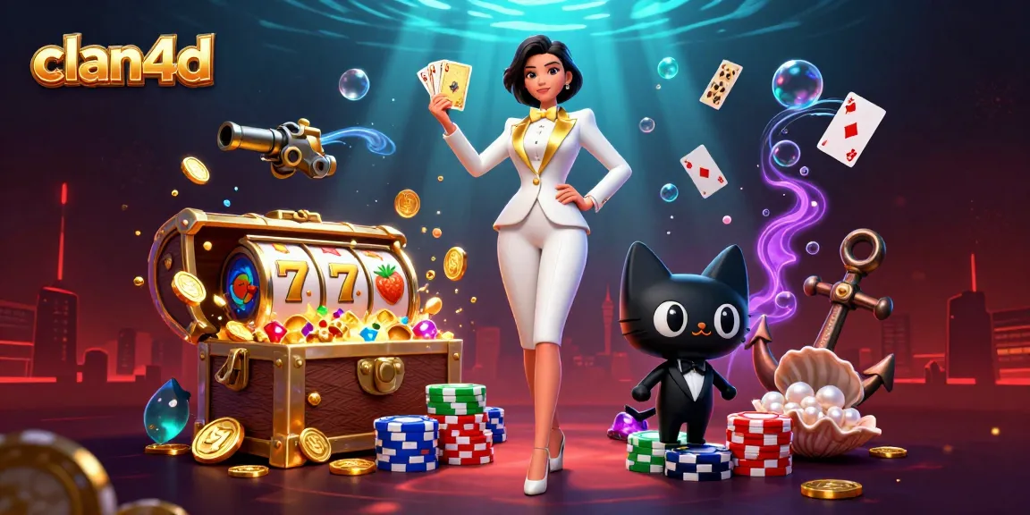 Experience clan4d's immersive gaming world with a glamorous dealer presenting captivating card play.