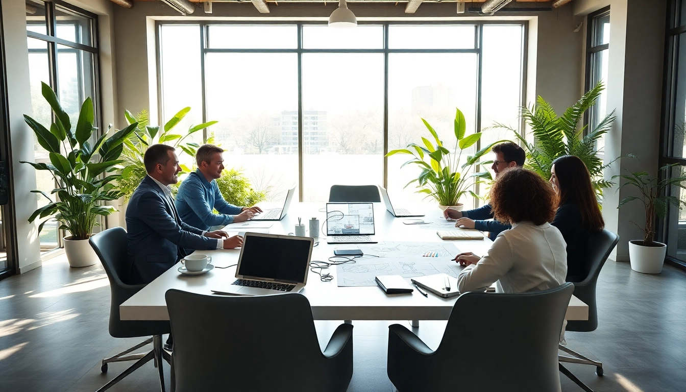 Dynamic team at a web development company brainstorming innovative digital solutions.