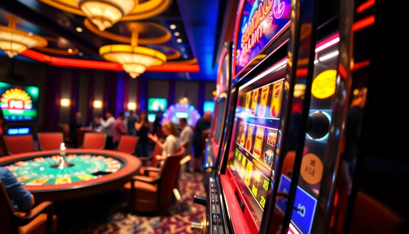 Engaging players enjoying the pg slot machine in a vibrant casino atmosphere.