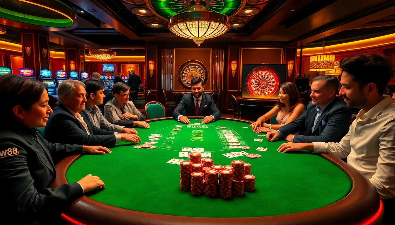 Experience high-stakes action at w88's luxurious casino poker table.