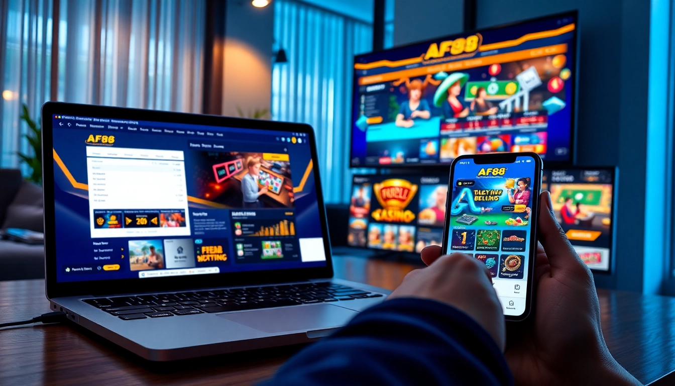 AF88 online gambling platform interface showcasing user-friendly experience and game excitement.