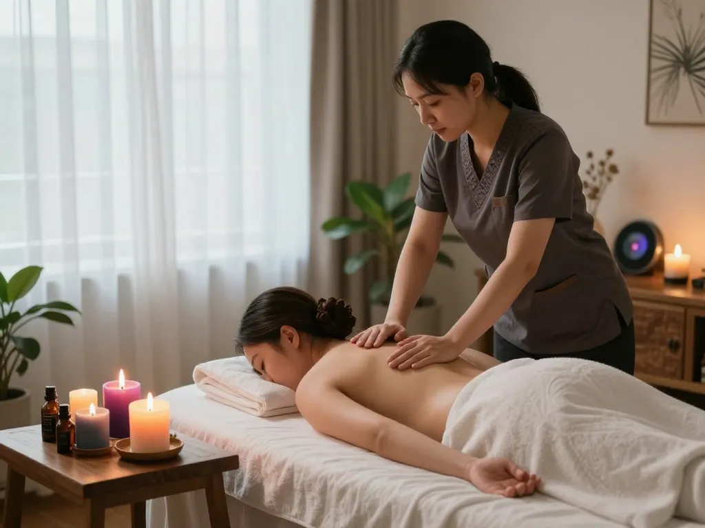 Massage therapy experience at www.maxim-anma.net providing relaxation in a cozy home setting.