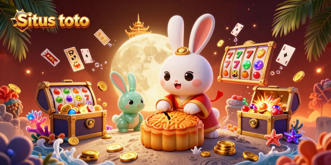 Situs toto menghadirkan ilustrasi detail 3D dari kelinci bulan bermain untuk menang di permainan judi.