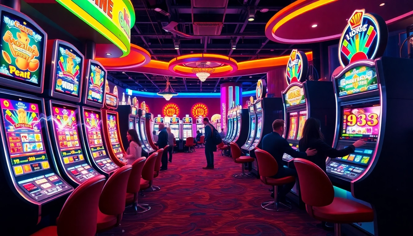 Engage with Online slots Uk in an exciting casino setting filled with colorful slot machines.