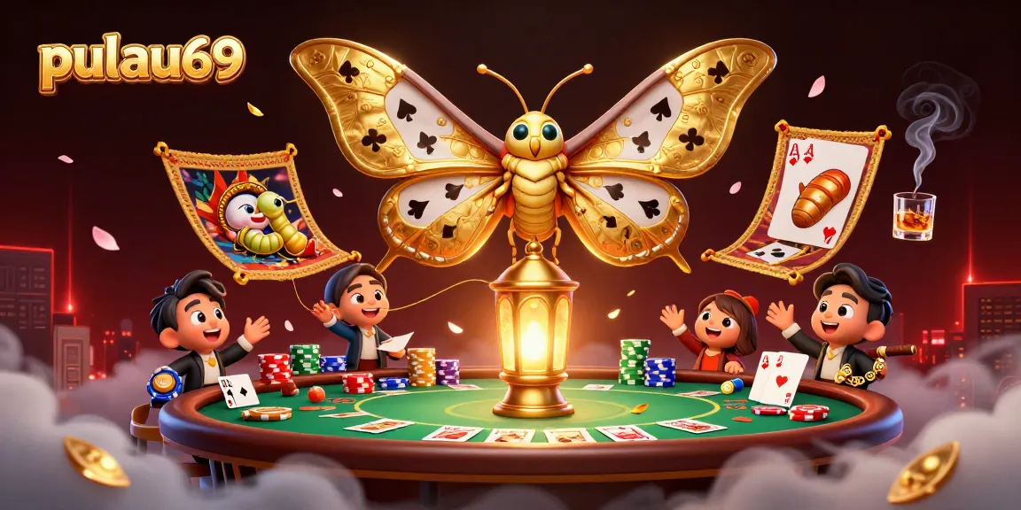 Experience the excitement of pulau69 with an ultra-detailed casino illustration featuring engaging card elements.