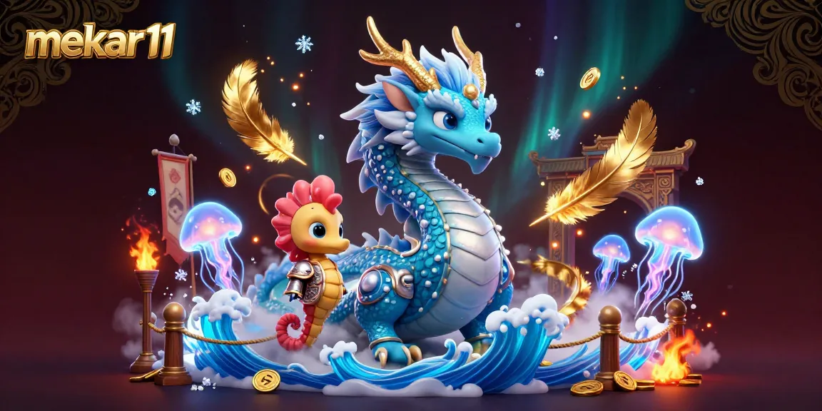 Experience mekar11's thrilling casino adventure with vibrant dragons, glowing jellyfish, and gold coins.
