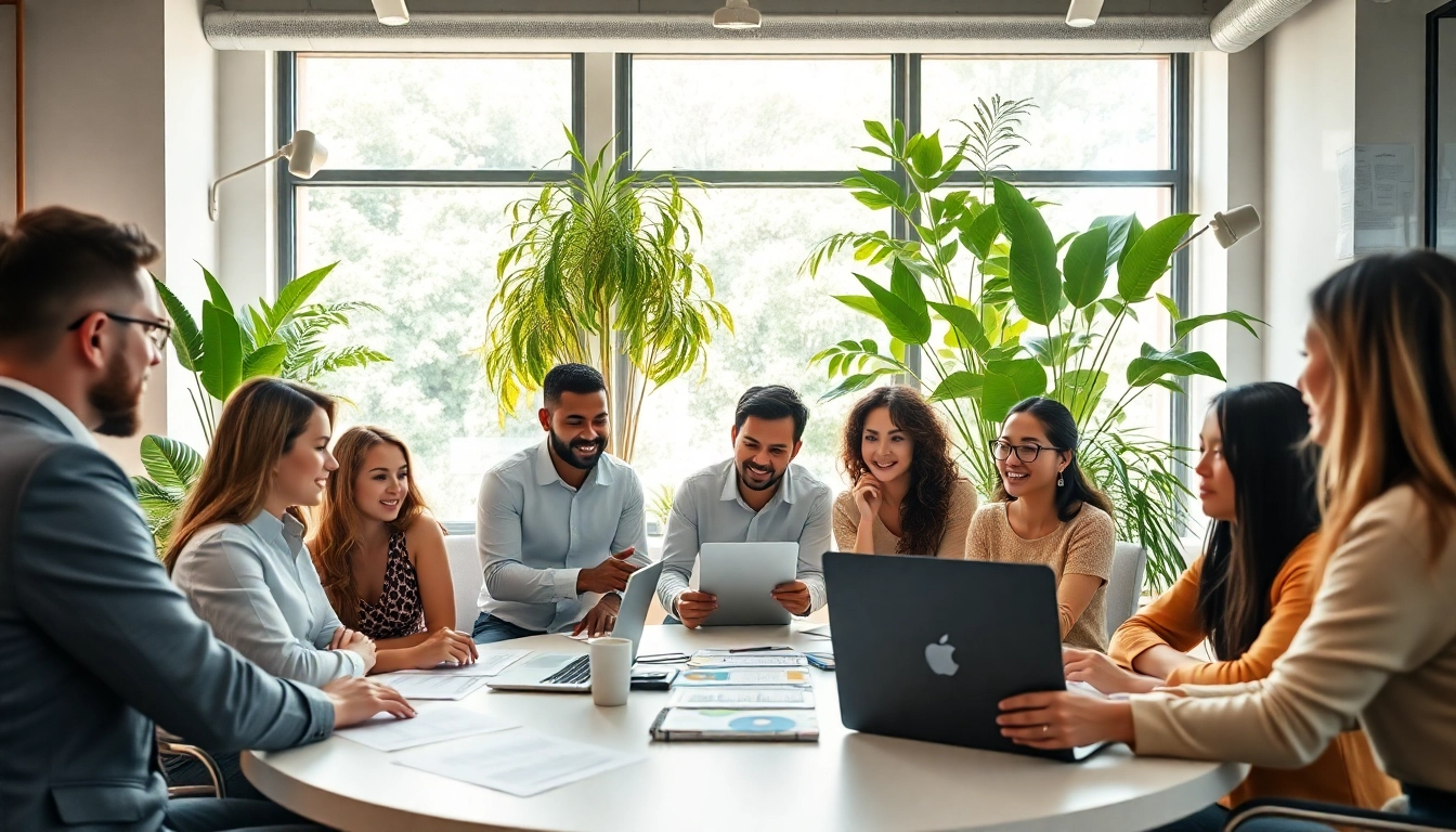 Interact with a diverse team in a productive business collaboration session.