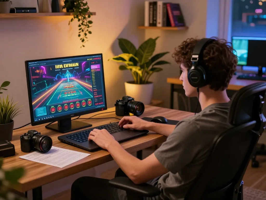 Engaging online gaming experience at https://www.atqvn.com/ with a cozy setup on a modern laptop.