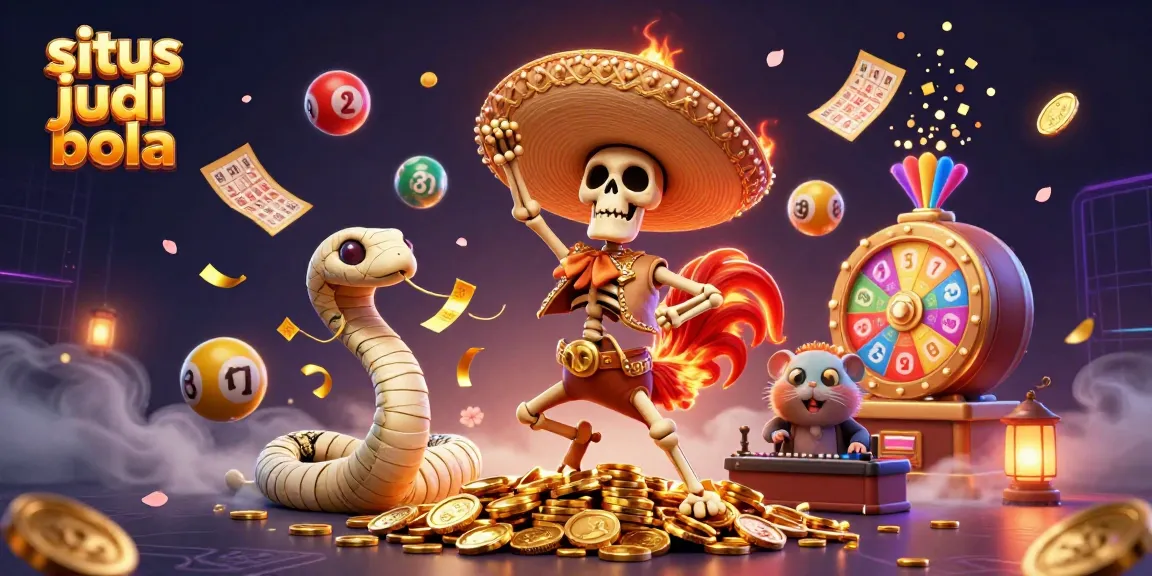 Win big with situs judi bola as skeleton mariachi and friends celebrate atop coins.