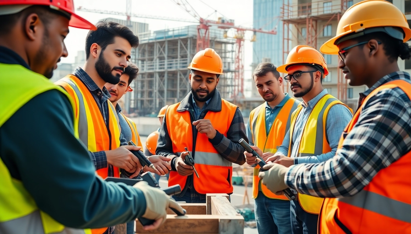 Engaged trainees in a hands-on construction apprenticeship, honing their skills on-site.