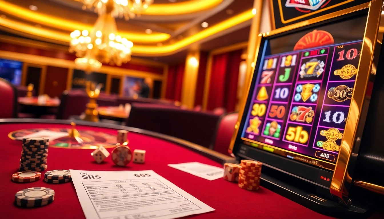 Player engaging with a vibrant pragmatic slot machine in an upscale casino environment.