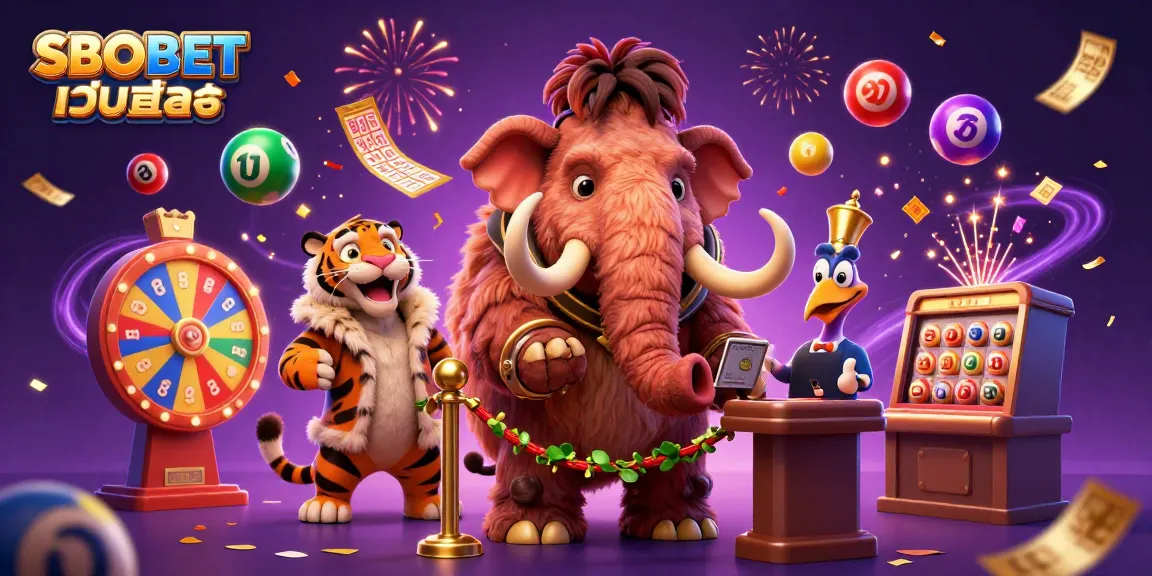 Experience the thrill of SBOBET เว็บตรง as a vibrant 3D scene comes to life with exciting casino elements.