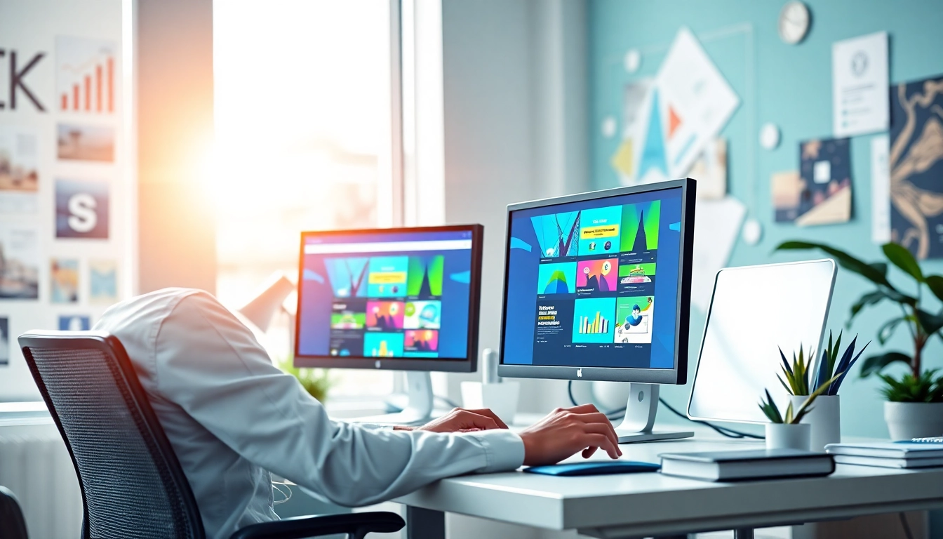 Creating a vibrant Website Design Hereford with a professional web designer in a modern workspace.