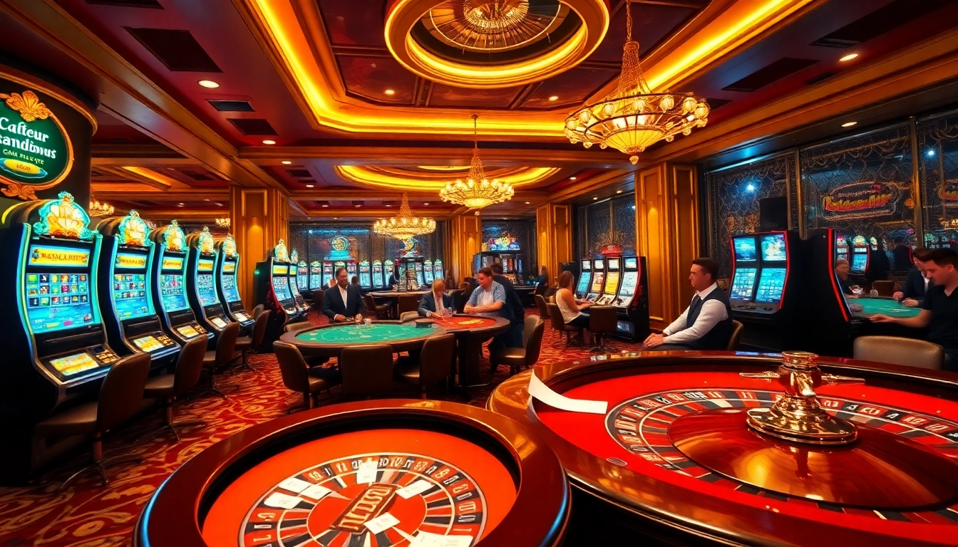L'environnement dynamique du meilleur casino en ligne mettant en avant des joueurs aux tables et des jetons colorés.